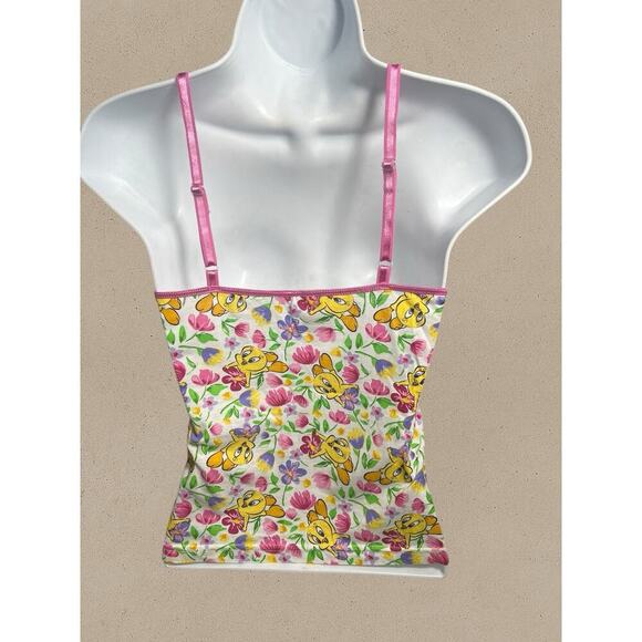 Vintage Looney Tunes Tweety Bird Floral Cami Top Women’s Small Pink Lace Trim Y2 - Picture 5 of 7